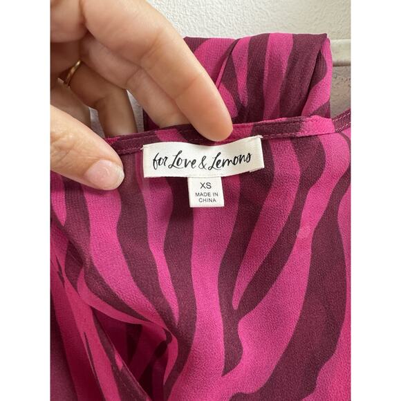 For Love & Lemons Magenta Zebra Stripe Crop Blouse Glam Baddie Maximalist XS - Picture 3 of 7